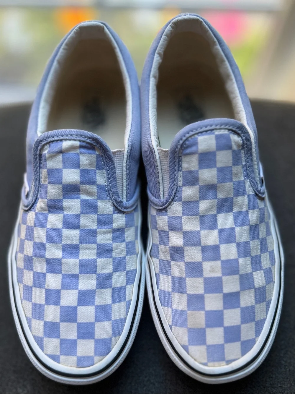 Vans Classic Slip-On Checkerboard Lavender White Canvas Sneakers Women's 7